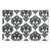 Zwart & wit elegant chic damastpatroon kussensloop (Achterkant)