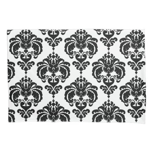 Zwart & wit elegant chic damastpatroon kussensloop (Voorkant)