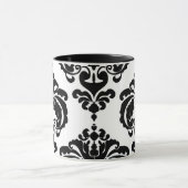 Zwart & wit elegant chic damastpatroon mok (Midden)