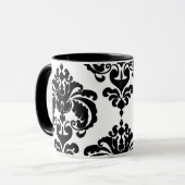 Zwart & wit elegant chic damastpatroon mok (Voorkant links)