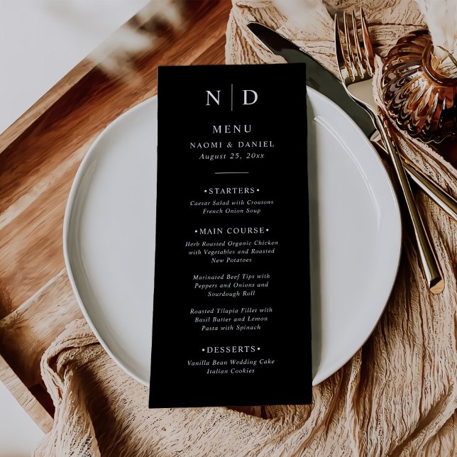 Zwart-wit Elegant Classic Wedding Menu (Creator heeft geüpload)