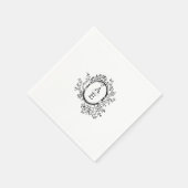 Zwart-wit Elegant Crest Monogram Bruiloft Servet (Hoek)