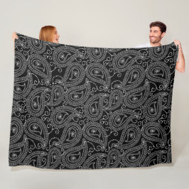 Zwart & Wit Elegant Damask Bloemenpatroon Fleece Deken