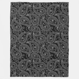 Zwart & Wit Elegant Damask Bloemenpatroon Fleece Deken