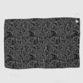 Zwart & Wit Elegant Damask Bloemenpatroon Golfhanddoek (Horizontaal)