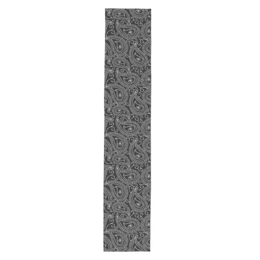 Zwart & Wit Elegant Damask Bloemenpatroon Medium Tafelloper (Voorkant)