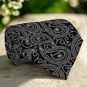 Zwart & Wit Elegant Damask Bloemenpatroon Stropdas