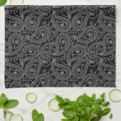 Zwart & Wit Elegant Damask Bloemenpatroon Theedoek (Gevouwen)
