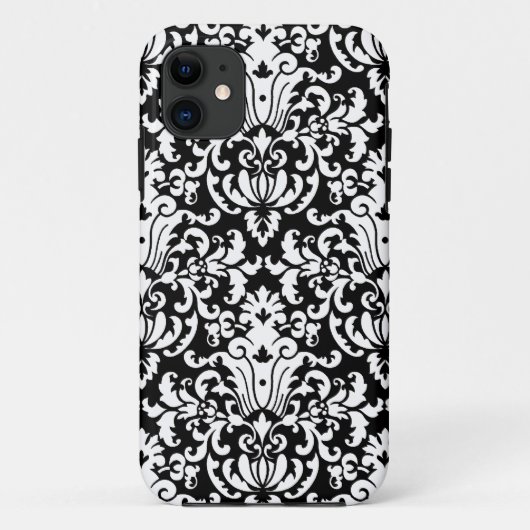 Zwart-wit Elegant Damask Case-Mate iPhone Case (Achterkant)