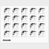 Zwart-wit Elegant Damask Dank u Stickers (Vel)