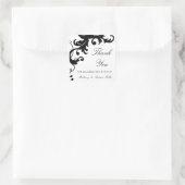 Zwart-wit Elegant Damask Dank u Stickers (Tas)
