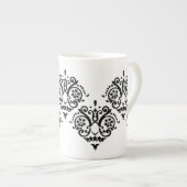 Zwart-wit Elegant Damask Porselein Kop (Voorkant rechts)