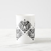 Zwart-wit Elegant Damask Porselein Kop (Voorkant)