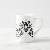 Zwart-wit Elegant Damask Porselein Kop (Rechts)