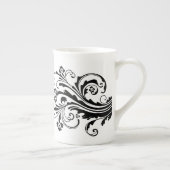 Zwart-wit Elegant Damask Porselein Kop (Rechts)