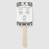 Zwart-wit Elegant Damask Trouwprogramma Handwaaier (Achterkant)