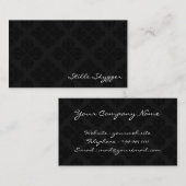 zwart-wit Elegant Damask Visitekaartje (Voorkant / Achterkant)