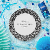 Zwart-wit Elegant Damask Vrijgezellenfeest Papieren Bordje (Feest)