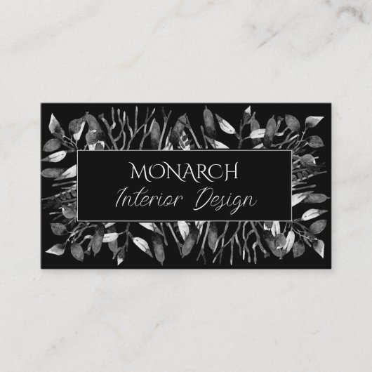 Zwart-wit Elegant Designer Visitekaartje (Voorkant)