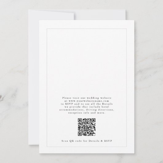 Zwart-wit Elegant Eenvoudig Alles-in-één bruiloft Kaart (Achterkant)