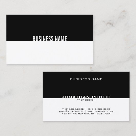 Zwart-wit elegant eenvoudig design met moderne koo visitekaartje (Voorkant / Achterkant)