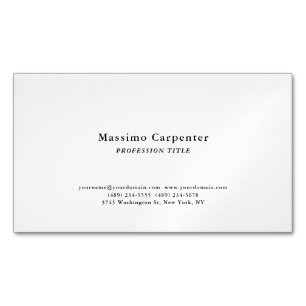 Zwart & Wit Elegant Eenvoudig Minimalistisch Magnetisch Visitekaartje