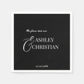 Zwart-wit elegant eenvoudig monogram gedrukt servet (Voorkant)