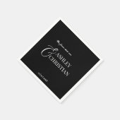 Zwart-wit elegant eenvoudig monogram gedrukt servet (Hoek)