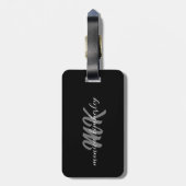 Zwart-wit Elegant Eenvoudig Monogrammed Bagagelabel (Achterkant verticaal)