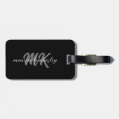 Zwart-wit Elegant Eenvoudig Monogrammed Bagagelabel (Achterkant horizontaal)