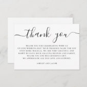 Zwart-wit elegant eenvoudig script bruiloft bedankkaart (Voorkant / Achterkant)