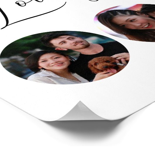 Zwart-wit elegant eenvoudig script multi-foto poster (Hoek)