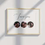 Zwart-wit elegant eenvoudig script multi-foto poster<br><div class="desc">Zwart-wit elegant script multi-foto poster voor cadeau.</div>