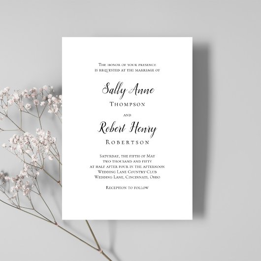 Zwart-wit Elegant Eenvoudig Script Sjabloon Kaart