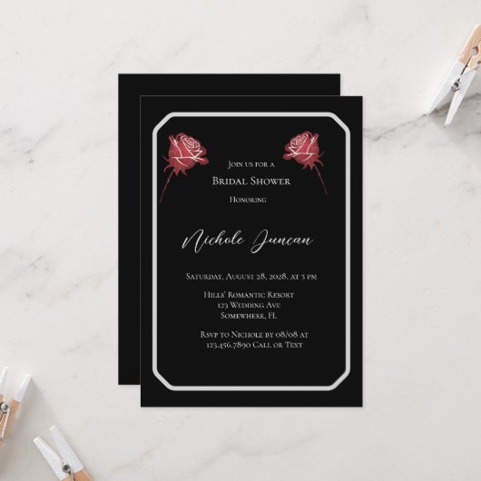 Zwart & Wit Elegant Eenvoudig Vrijgezellenfeest Kaart (Voorkant / Achterkant in situ)