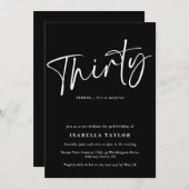 Zwart Wit Elegant Eenvoudige 30e Verjaardag Kaart (Voorkant / Achterkant)