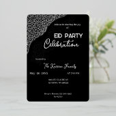 Zwart & wit elegant Eid-feest uitnodiging (Staand Voorkant)