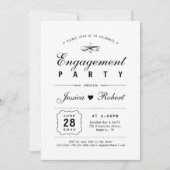 Zwart-wit | Elegant Engagement Party Kaart (Voorkant)