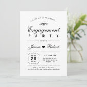 Zwart-wit | Elegant Engagement Party Kaart (Staand voorkant)