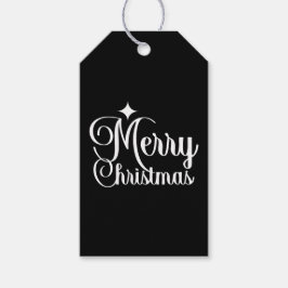 Zwart & wit Elegant & Festive Prettig Kerstfeest Cadeaulabel