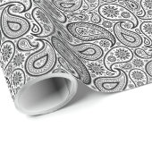Zwart-wit Elegant Floral Paisley Cadeaupapier (Rol Hoek)