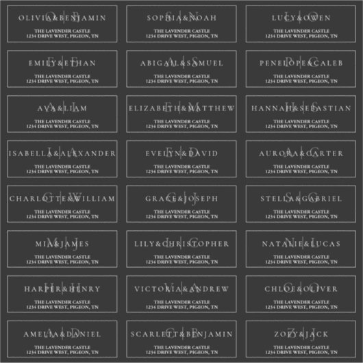 Zwart-wit Elegant Formeel Bruiloft Adres Sticker (Voorkant)