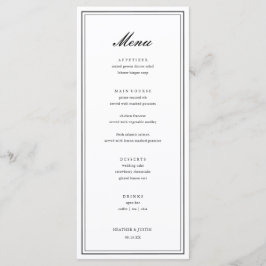 Zwart-wit Elegant Formeel Huwelijk Menu