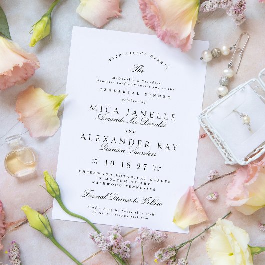 Zwart Wit Elegant Formeel repetitie diner Kaart