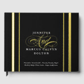 Zwart & Wit Elegant Formele Kalligrafie Bruiloft Gastenboek (Voorkant)