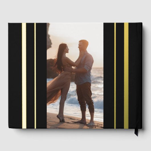 Zwart & Wit Elegant Formele Kalligrafie Bruiloft Gastenboek (Achterkant)