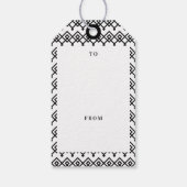 Zwart & Wit Elegant Geometrisch Vrolijk Kerstfeest Cadeaulabel (Achterkant)