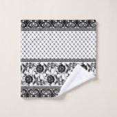 Zwart wit, elegant, handdoekje bad handdoek (Wasdoekje)