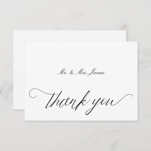 Zwart-wit elegant - Hartelijk dank Bedankkaart (Voorkant / Achterkant)