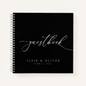 Zwart & Wit Elegant Huwelijk Gastboek Notitieboek (Voorkant)